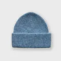 Berretto classico in misto lana blu con trama a costine per un look invernale chic - Azzurro