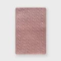 Rosafarbener Strickschal aus Wollmischung mit klassischem Zopfmuster für Damen - Rosa