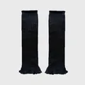 Black wool blend Y2K leg warmers with ribbed texture and ruffled edge design - 43x11cm / Black