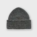 Classic dark grey chunky knit alpaca wool blend beanie hat for winter warmth - 22x27cm / Dark Gray