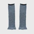 Grayish blue wool blend rib knit leg warmers with ruffle trim and balletcore aesthetic - 43x11cm / Light Gray