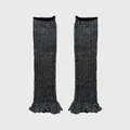 Dark grey rib-knit wool blend leg warmers with ruffled edges in Y2K ballet style - 43x11cm / Dark Gray