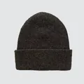 Soft charcoal grey yak wool blend ribbed beanie hat with cuffed design for winter - 23x25cm / Brown