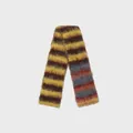 Gestreifter Strickschal mit gelben und roten Mohair-Streifen für Vintage-Look - 180x12cm / Gelber Kaffee