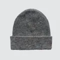 Medium grey mottled rib-knit beanie made of soft yak wool and wool blend for winter - 23x25cm / Gray Blue