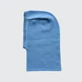 Hellblaue Sturmhaube aus reiner Wolle mit Rippstrick-Details für Herren und Damen - 40x25cm / Hellblau