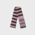 Roze en bruin gestreepte pluizige mohair gebreide sjaal met zachte textuur - 180x12cm / Legergroen Roze