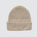 Oatmeal beige yak wool blend ribbed knit beanie with wide folded cuff for winter - 23x25cm / Beige