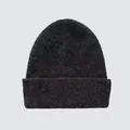 Dark grey yak cashmere blend knitted beanie with ribbed texture for winter warmth - 23x25cm / Carbon Gray