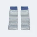 Gestreifte Beinstulpen aus Wollmischung in Creme und Blau im y2k Balletcore Stil - Feine Streifen