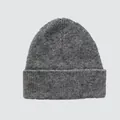 Dark grey knitted beanie in soft yak wool blend with ribbed cuff for winter warmth - 23x25cm / Medium Grey