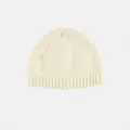 Berretto in lana bianco crema con risvolto a coste per donna, accessorio autunno inverno - Taglia unica / Bianco
