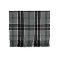 Classic grey plaid wool blend scarf with fringe edges and subtle multi-color stripes - Gray