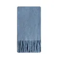 Weicher hellblauer Alpaka-Wollschal mit eleganten Fransen auf einem sauberen weißen Hintergrund - 210x32cm / Blau