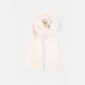 Bufanda larga de mezcla de lana blanco marfil con detalles de flecos en estilo minimalista - 210x24cm / Blanco