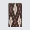 Soft brushed wool blend argyle scarf in coffee and beige knit texture for winter - 165x22cm / Brown