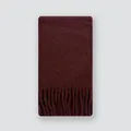 Deep burgundy alpaca wool blend knit scarf with long fringe details for winter - 200x27cm / Retro Copper
