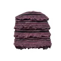 Berretto in misto lana a righe stile Y2K con bordi a balze viola per donna - 20x20cm / Nero rosa