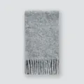 Dark grey alpaca wool blend scarf featuring thick plush texture and dense fringe detail - 200x27cm / Light Gray