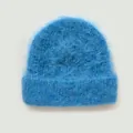 Weiche königsblaue Alpaka-Strickmütze mit flauschiger Textur für Winterwärme - 23x26cm / Blau