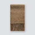Thick camel alpaca wool blend scarf for women featuring a minimalist fringe edge design - 200x27cm / Camel