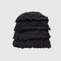 Berretto nero in misto lana con balze stile Y2K e trama vintage a righe sottili - 20x20cm / Nero