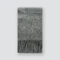 Mid-grey alpaca wool blend scarf with long fringe details and soft fuzzy texture - 200x27cm / Medium Grey