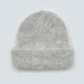 Grey alpaca knit beanie with soft fluffy texture and minimalist cuffed design - 23x26cm / Light Gray