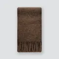 Thick dark brown alpaca wool blend scarf with fringe tassels for winter warmth - 200x27cm / Brown
