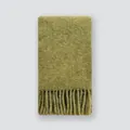 Grass green wool blend scarf with thick tassels and soft brushed texture - 200x27cm / Mustard Green