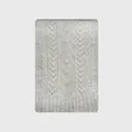 Creamy white cable-knit wool blend scarf featuring soft texture and ribbed edge detail - 180x30cm / White