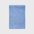 Sciarpa in misto lana azzurro con morbida trama a trecce in stile vintage retrò - Blu
