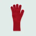 Soft red pure wool knitted gloves for women with extended ribbed cuffs in winter - Red