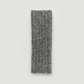 Gray wool blend ribbed knit gloves with fuzzy texture and warm winter thermal design - One Size / Dark Gray