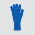 Royal blue pure wool knitted gloves with ribbed windproof cuffs for touchscreens - Klein Blue