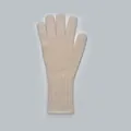 Beige 100% wool knit touchscreen gloves for women featuring elastic ribbed cuffs - One Size / Off-white