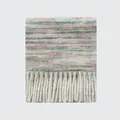 Bufanda de lana degradada con flecos en patrones de rayas beige rosa y verde suave - 200x30cm / Verde