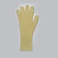 Pale yellow 100% wool knitted touchscreen gloves with ribbed wrist cuffs for winter - One Size / Milky Yellow