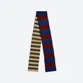 Schmaler Merino-Wollschal mit Streifenmuster in Burgunderrot und Beige gestrickt - 135x10cm / Blau