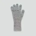 Solid light grey knitted pure wool touchscreen gloves for women with ribbed cuffs - One Size / Light Gray