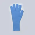 Light blue knit pure wool gloves for women with extended ribbed cuffs for winter warmth - One Size / Summer Solstice Blue
