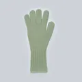 Women's 100% wool knit gloves in light mint green with touchscreen thumb and long ribbed cuff - One Size / Laixi Green