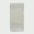Weicher cremeweißer Wollstrickschal mit feinen Rippbündchen und flauschiger Textur - 160x20cm / Weiß