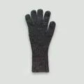 Dark grey 100% wool knitted gloves featuring windproof ribbed cuffs and touchscreen fingers - One Size / Dark Gray