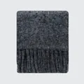 Dunkelgrauer Alpaka-Wollschal mit weicher Langflor-Textur und groben Fransen-Details - Dunkelgrau / 200x26cm