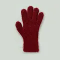 Dicke rote Strickhandschuhe aus Mohair-Wollmischung für Damen im Winter - Einheitsgröße / Burgunderrot