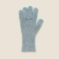 Guanti in maglia celeste misto lana di coniglio per touchscreen con polsini a costine - Taglia unica / Blu