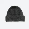Thick charcoal grey wool blend beanie for women featuring a seamless double-layer design - 23x28cm / Dark Gray