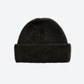 Thick double-layer wool blend knit beanie in dark charcoal grey color for women - 23x28cm / Dark Coffee