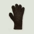 Dunkelbraune Strickhandschuhe aus Wollmischung mit flauschiger Textur für Damen - Einheitsgröße / Braun